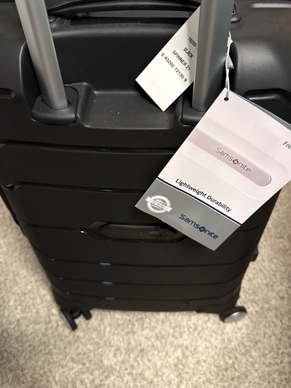 Samsonite Black Spinner Hardside Carry-On with Tag